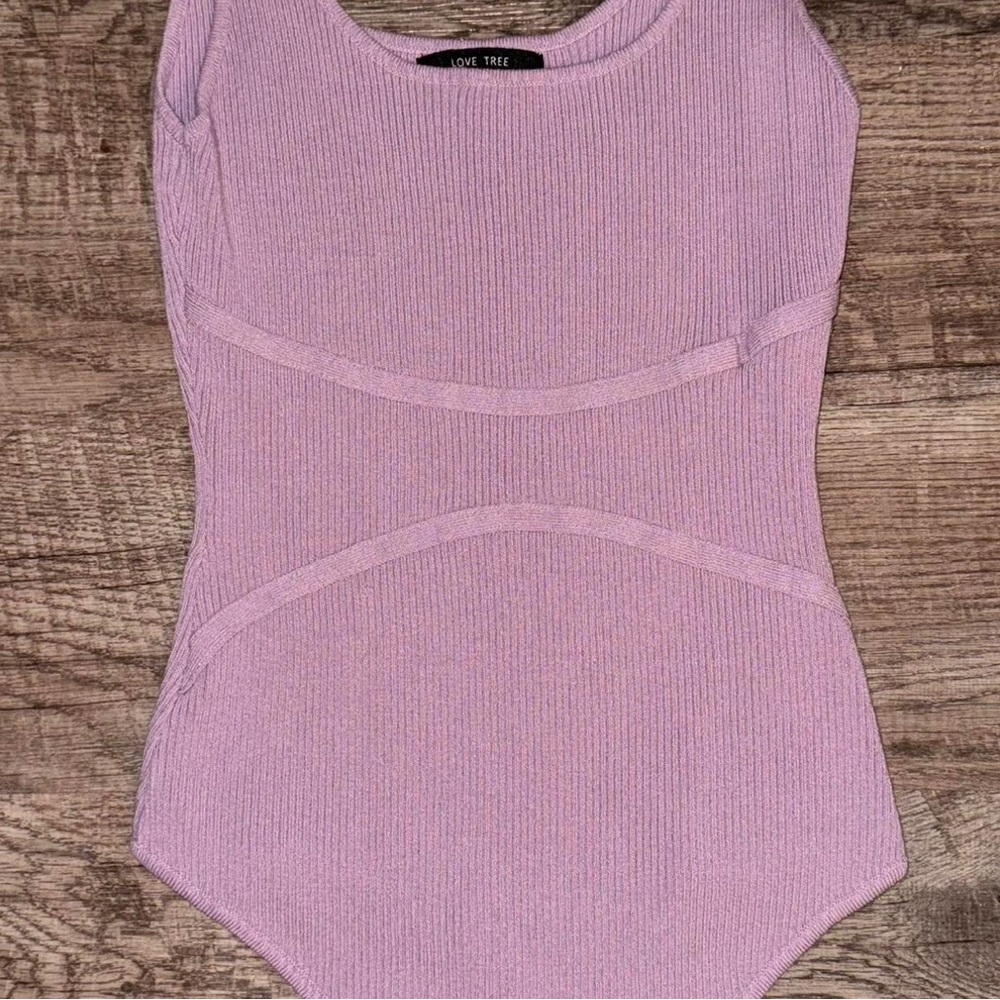 Love Tree Purple Ribbed Bodysuit
